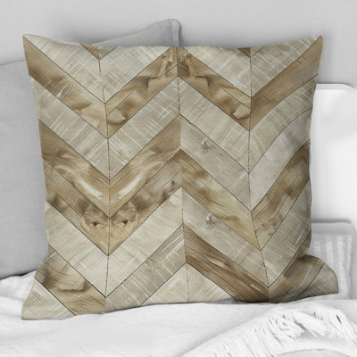 Coussin brun et beige Midcentury Chevron II - Midcentury