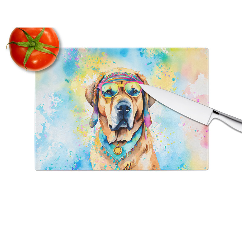 Mastiff Hippie Dawg Glass Cutting Board Large