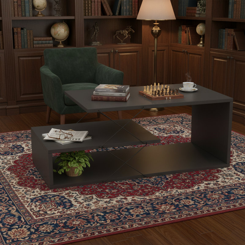 Table basse moderne avec tablettes de rangement ouvertes Modern