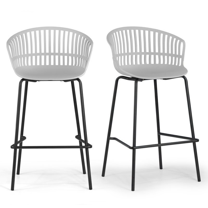 Korrah Counter Stool with Metal Frame, Gray/Black Frame, Counter Stool (26” Seat Height)