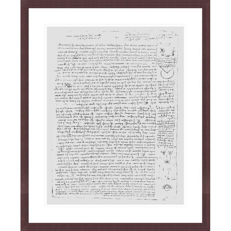 Page from the Codex Leicester by Leonardo da Vinci -Framed Giclee Print, H 28,59 po x l 23,5 po