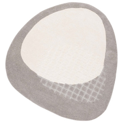 Novelty Hand Tufted Wool Cotton Rug in Gray/Ivory