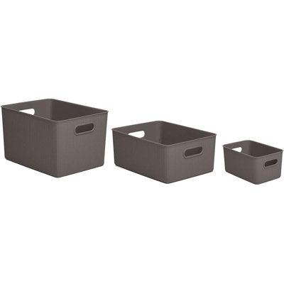 Ensemble de 3 bacs de rangement nervurés - 1 très grand, 1 grand, 1 moyen