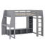 Lit mezzanine en bois avec bureau, étagères à rangement multiples, DEL et portemanteau suspendu