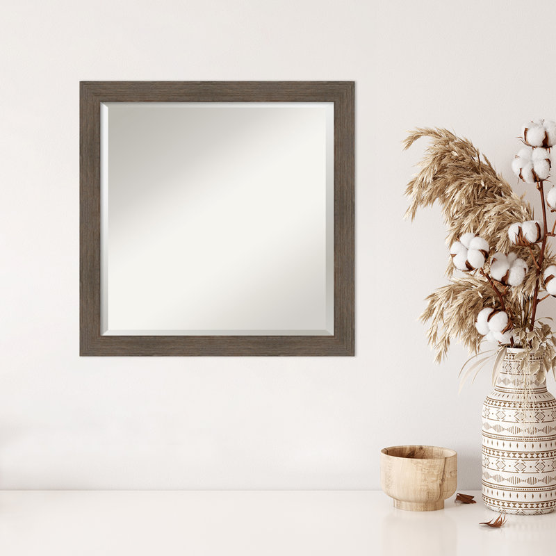Modeste Flat Mirror, Matte Brown, 23" x 23"