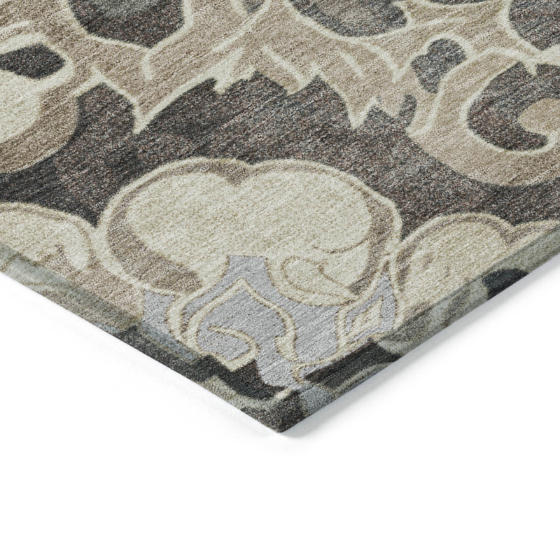 Machine Washable Indoor/Outdoor Xhevrie Chocolate Rug, Rectangle 10' x 14'