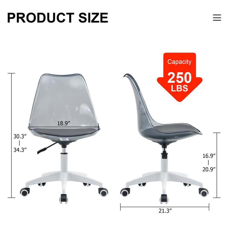 Chaise de bureau Branden-Lee, Gris fumée / blanc
