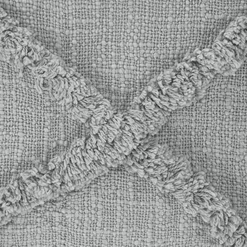  Hand-Woven Diamond Tufted 100% Cotton Throw Pillow, Square 18"H x 18"W, Gray, Polyester