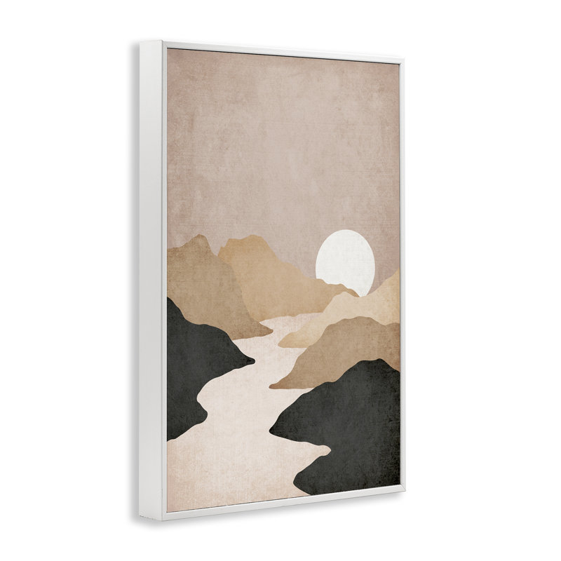 «Beige Mountains with Stream», estampe numérique par JJ Design House LLC, Estampe numérique encadrée blanc bord de mer
