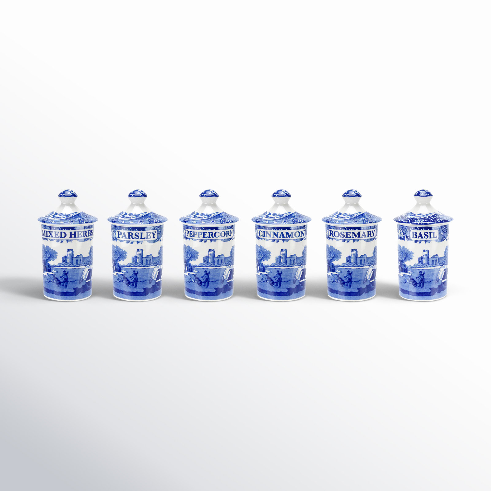 Spode Blue Italian Spice Jars
