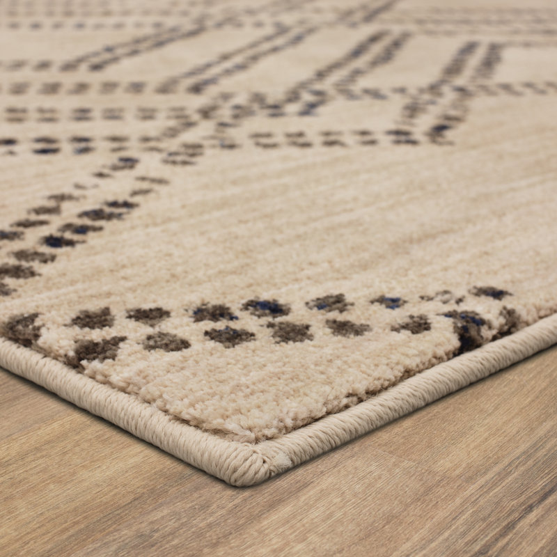 Tapis beige à motif géométrique Aloisie, Rectangle 9 pi 6 po x 12 pi 11 po