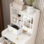 31 coiffeuses avec miroir à DEL, tabouret de rangement rembourré et 4 compartiments - bois blanc pour la chambre à coucher et le maquillage 3 températures de couleur personnalisables