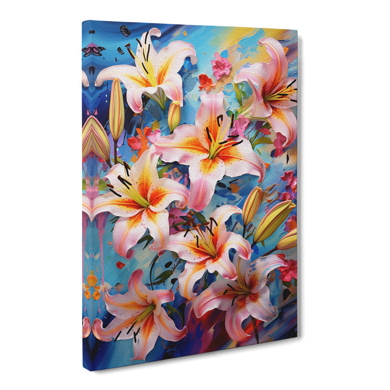 Lily Flower Action Painting No.2 - Wrapped Canvas Print, 76cm H x 50cm W x 3cm D