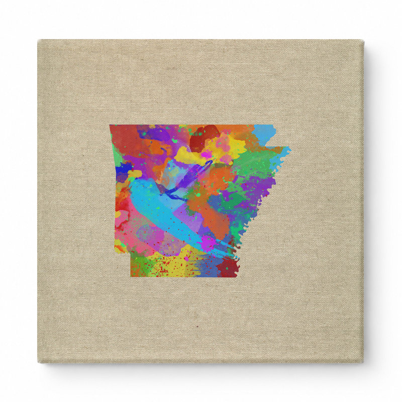 «Arkansas State Watercolor Map», art mural sur toile carrée, 8" W x 8" H