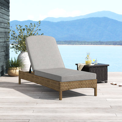Leandra Wicker Outdoor Chaise Lounge with Cushion