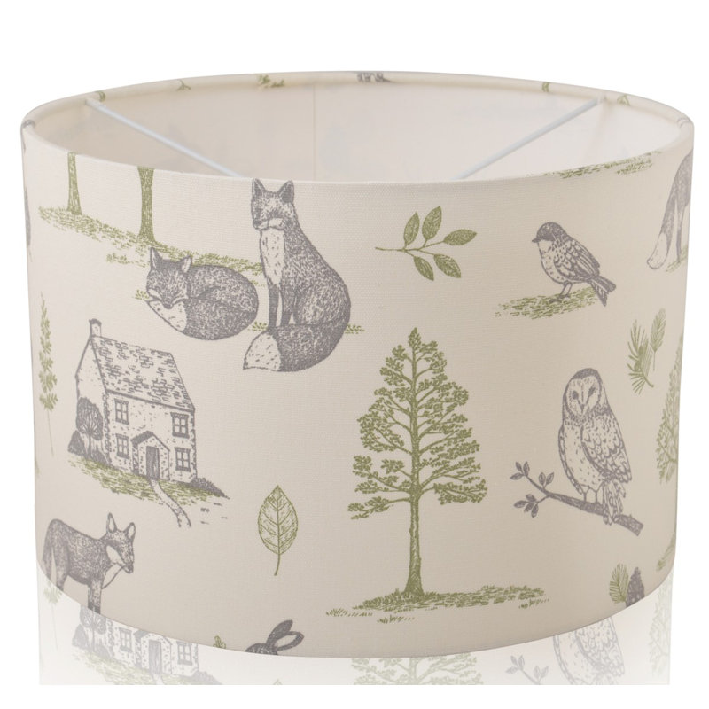 Cotton Drum Lamp Shade ( Screw On ) in Grey, 22cm H x 35cm W x 35cm D