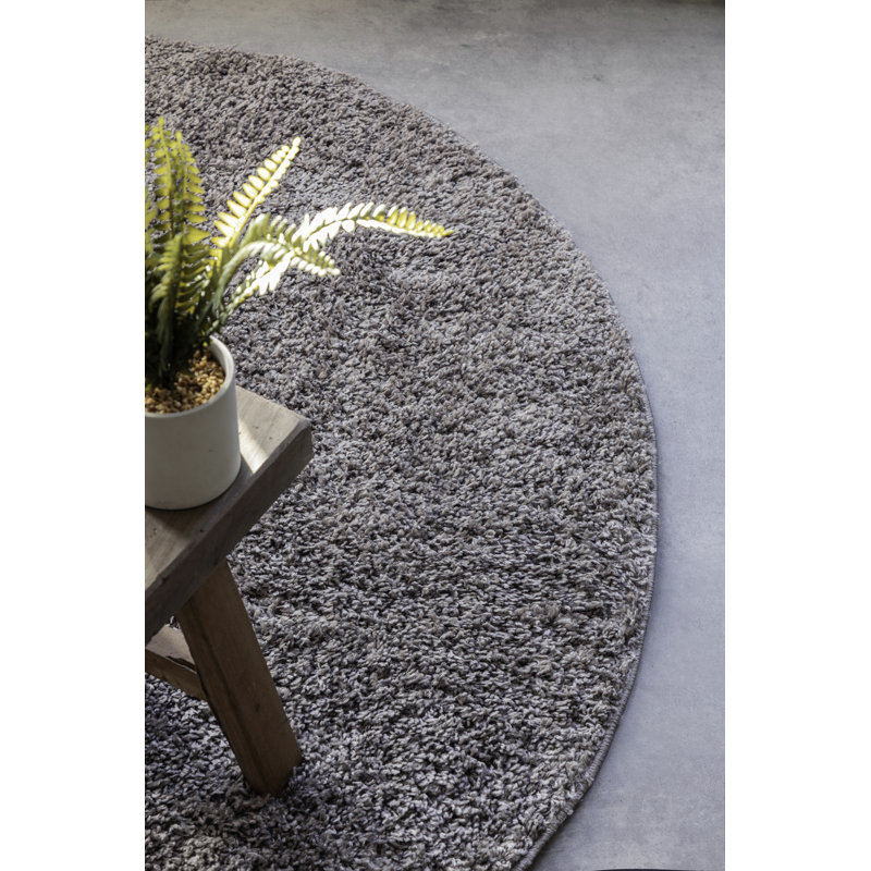Solid Colour Machine Woven Brown Area Rug, Round 100cm