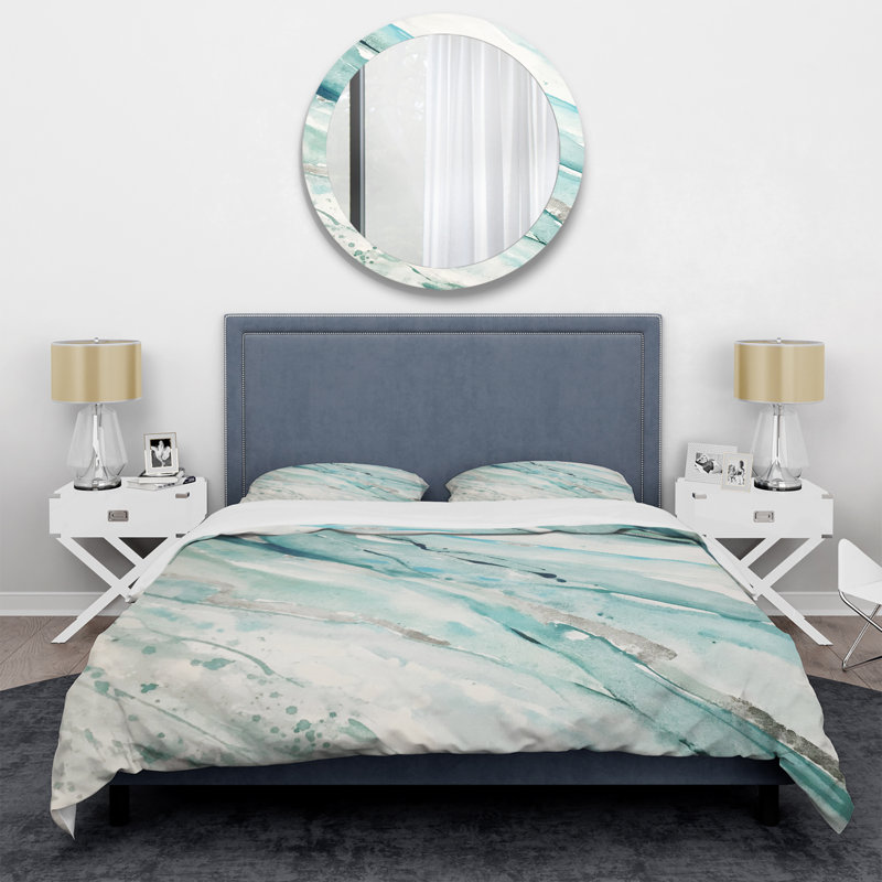 Silver Springs I Blue Green - Nautical & Coastal Duvet Cover Set - Microfiber Polyester, Twin Duvet Cover + 1 Sham