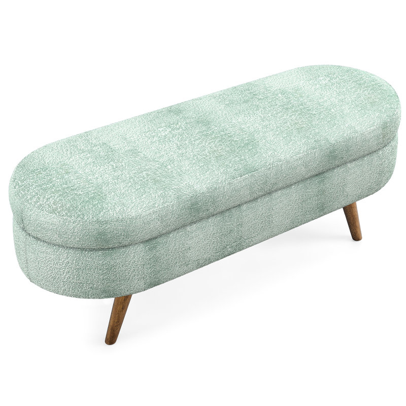 Cyan Oval Storage, Rubber Wood Legs, 43.5"X16"X16", Hand - Made, Function As Footstool Or Seat, Frame, Storage Space , Seat Usage, Benefit