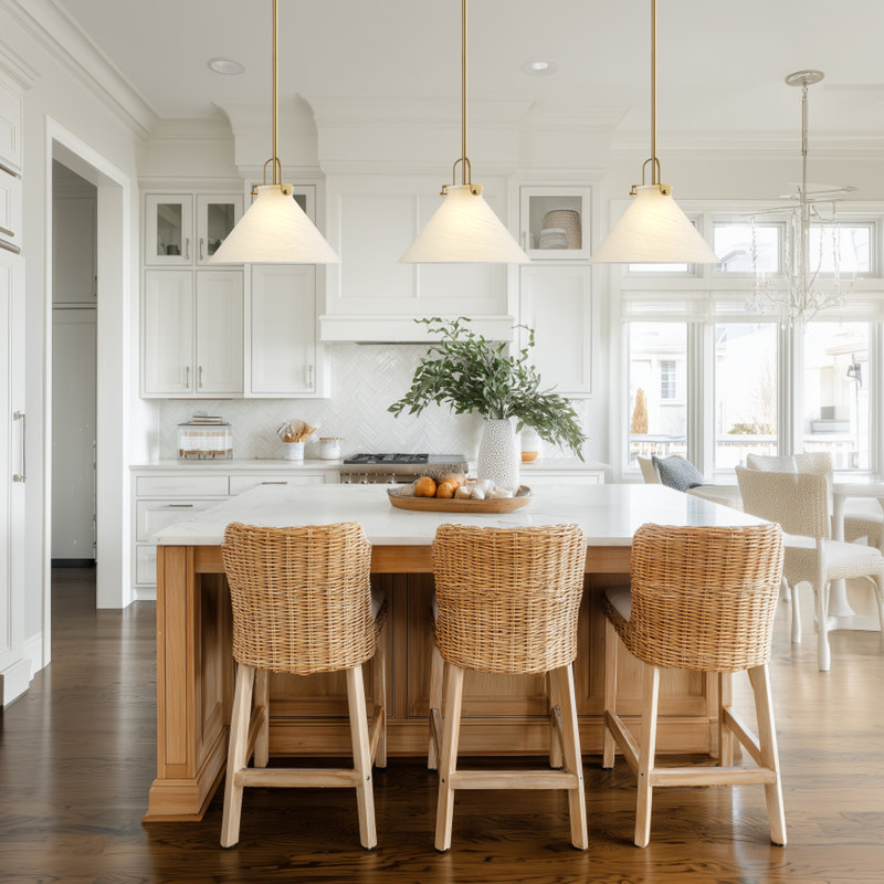 1-light 12'' Dimmable Antique Brass Modern Cone Pendant Light for Kitchen Island.Features Cloud Glass Shade., Antique Brass