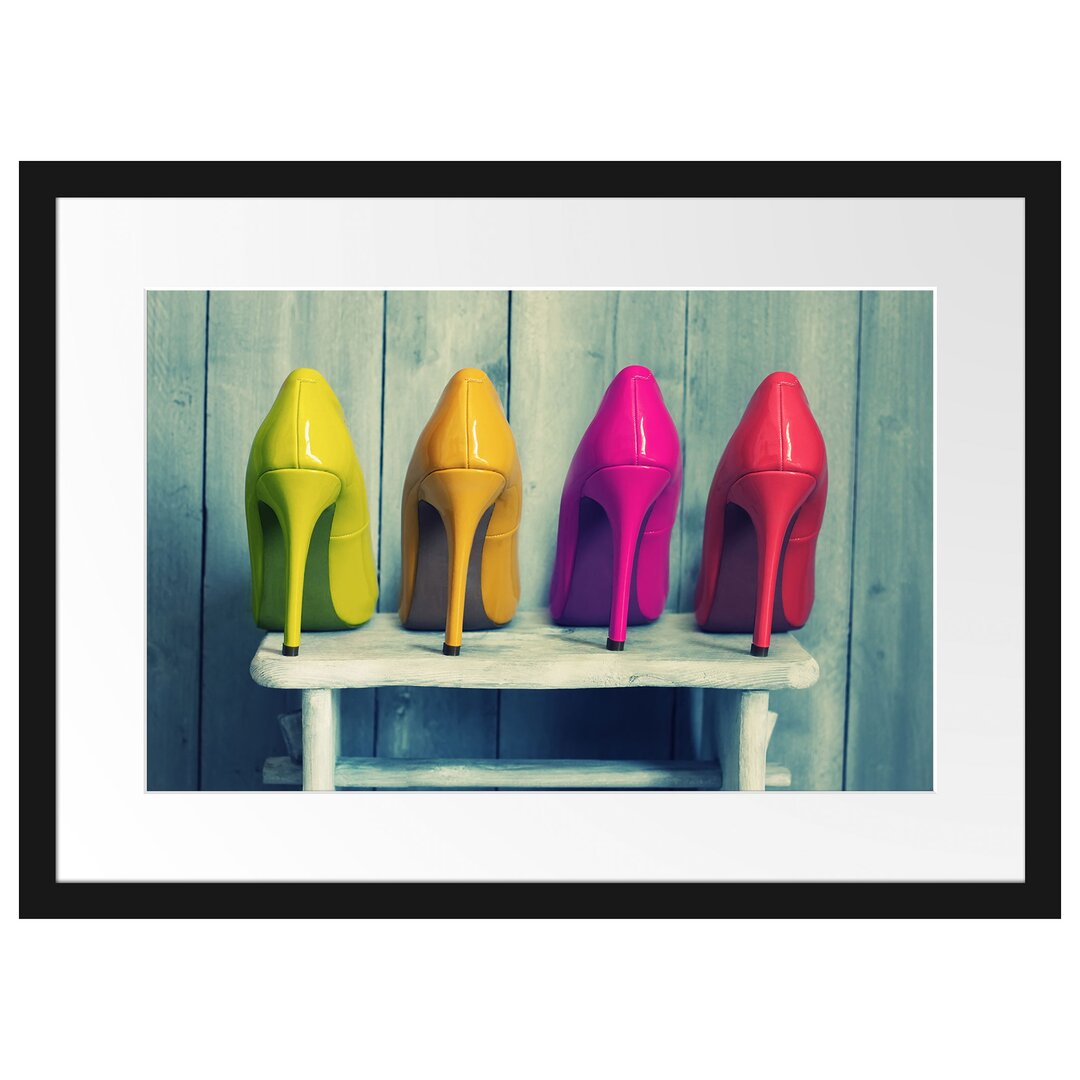 Gerahmtes Poster Bunte High Heels