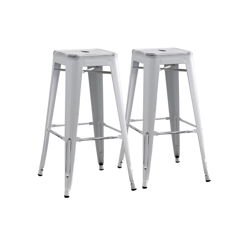 Tabourets de bar en métal rustiques, Blanc