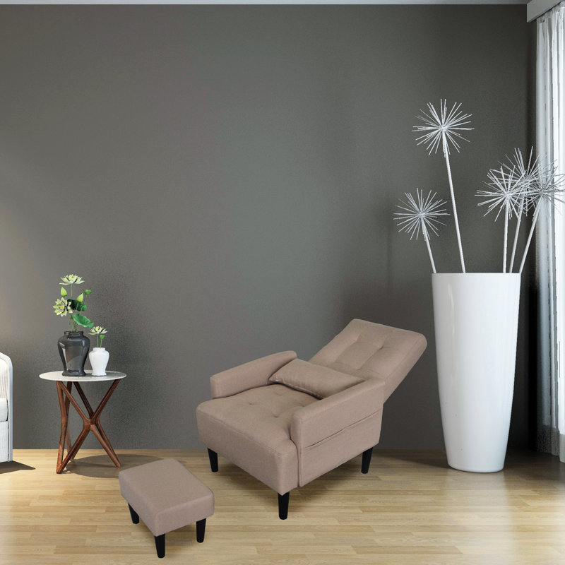 Fauteuil de détente en tissu gris - moderne, réglable en 5 angles