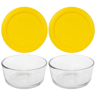 Pyrex Simply Store 7200 2-Cup Glass Storage Bowl w/ 7200-PC 2-Cup White Lid Cover (6-pack)