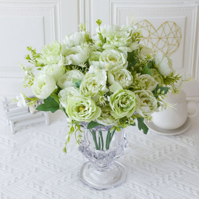 4 bouquets de fausses pivoines, arrangement de fleurs de pivoines artificielles pour la fête et la décoration de table de mariage
