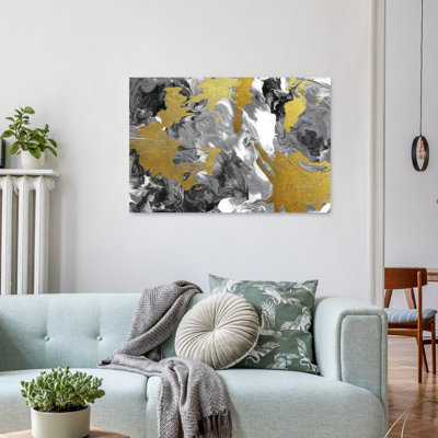 «Golden Pour», abstrait, paysage paisible contemporain, reproduction d'art murale