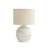 Morford Hatch-Pattern Rounded Ceramic Table Lamp with Linen Shade in Cream