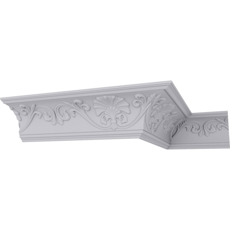 Primed White Polyurethane Geometric Crown Moulding Sample