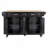 Kitchen Island with Countertop, Kitchen Cart on 5 Wheels with Storage Cabinet and 2 Top Drawers and A center double layered storage drawer for Dinning Room, Black-1733090414