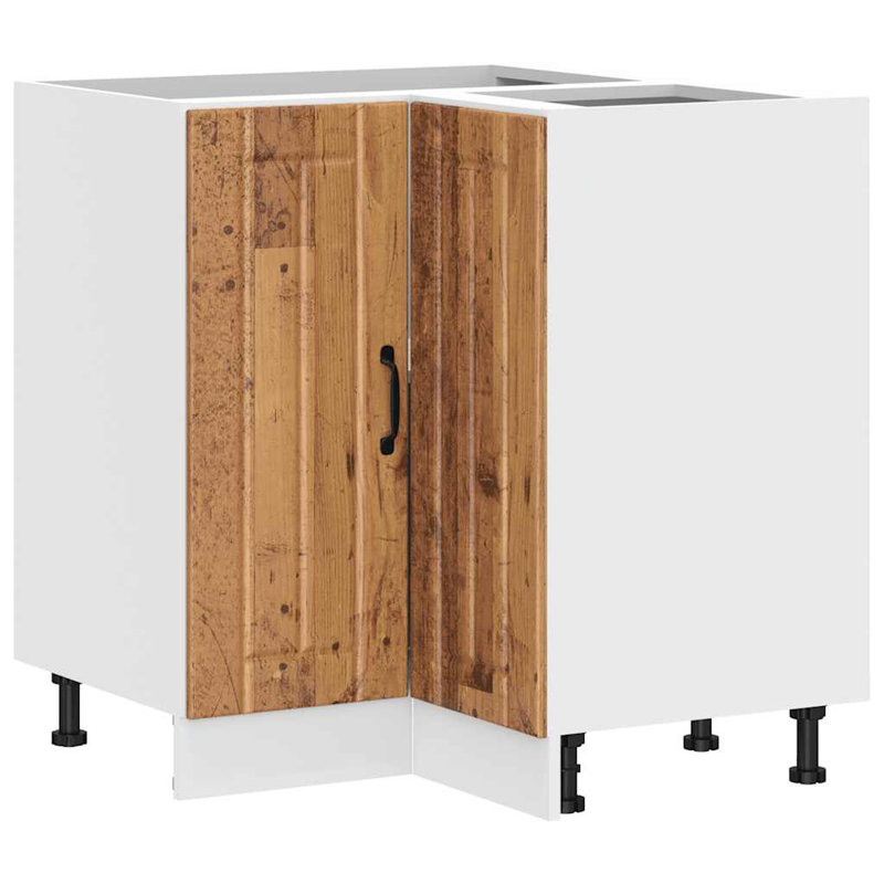 Kitchen Corner Base Cabinet Lucca High Gloss Engineered Wood, Old Wood