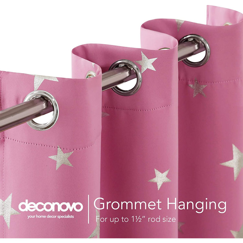 Blackout Curtain Pair, 132 W x 160 D cm, Pink