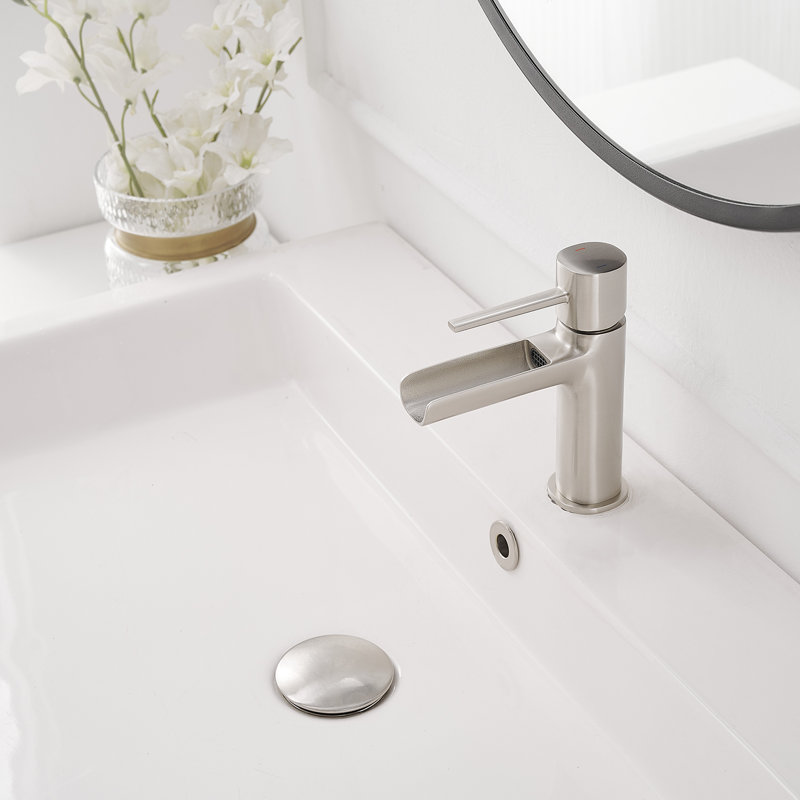 Single-handle Bathroom Faucet with Drain Assembly, Brushed Nickel