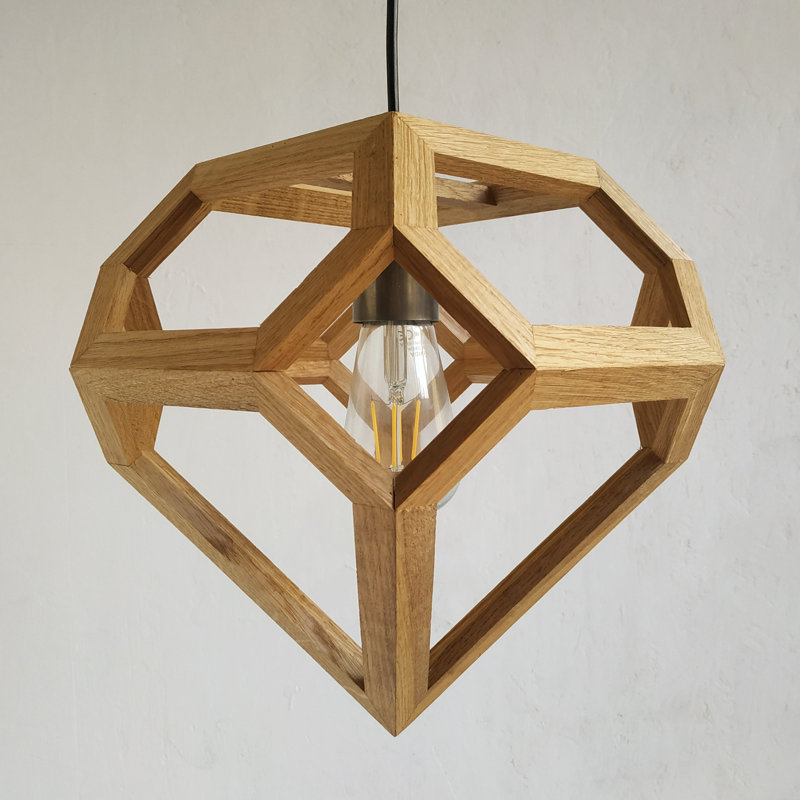 Chewning 1 - Light Oil Geometric Pendant, Light Oak