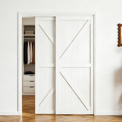 K Shape Design Manufacture Wood Sliding Closet Door With Hardware Kit