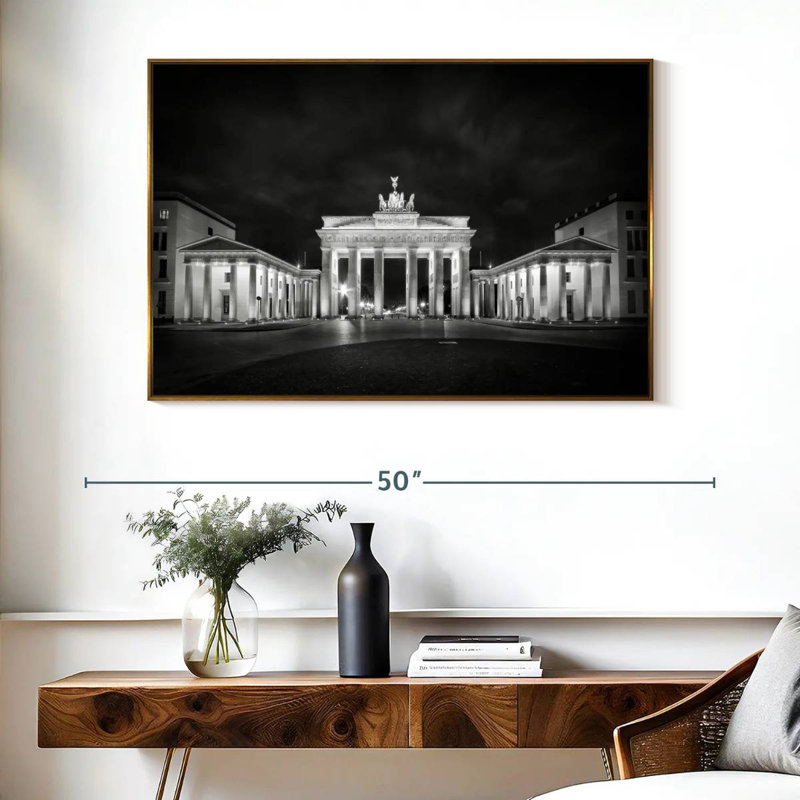 Porte de Brandebourg à Berlin, Cadre flottant doré, 40 po x 27 po