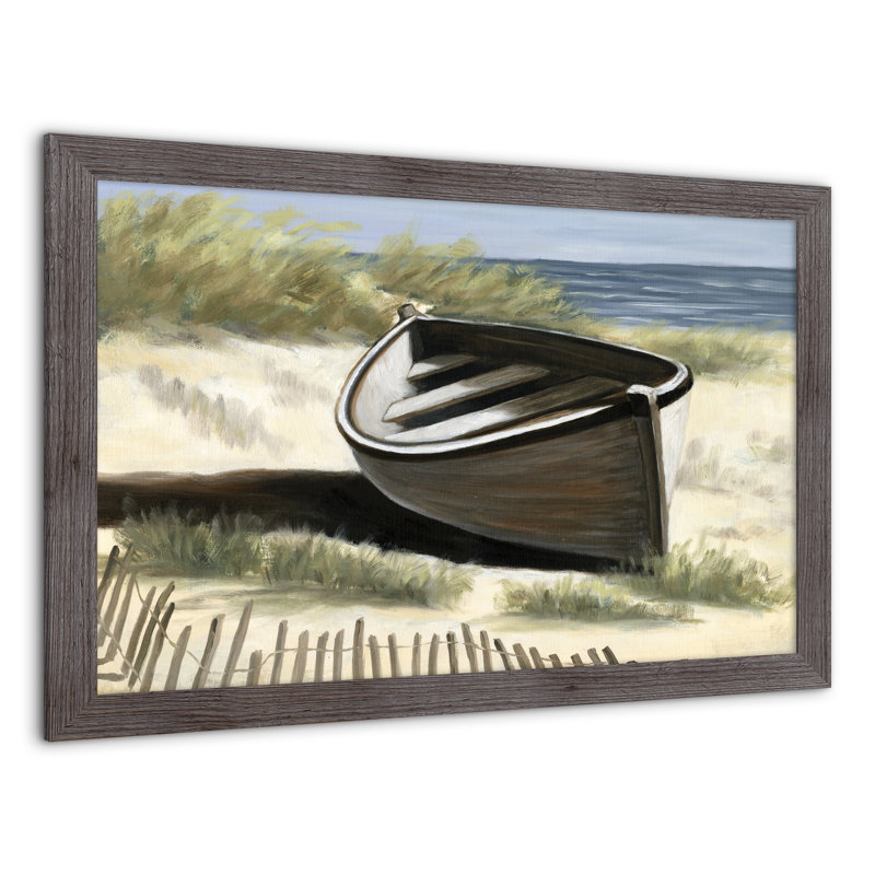 Bateau Lonesome - peinture encadrée, Cadre photo gris en acrylique