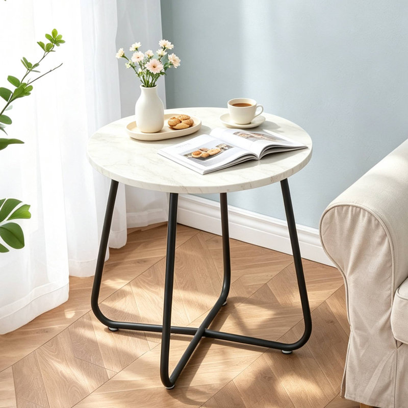 Table de bout Artemus, Blanc / noir