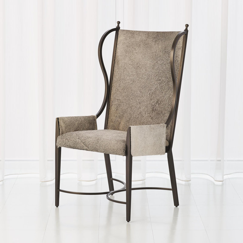 Fauteuil à oreilles en fer avec cache-cheveux gris