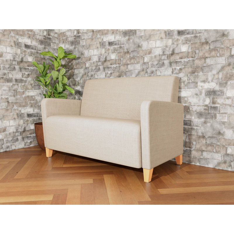 Causeuse de réception Ravenna, Chambray calcaire, Bois naturel