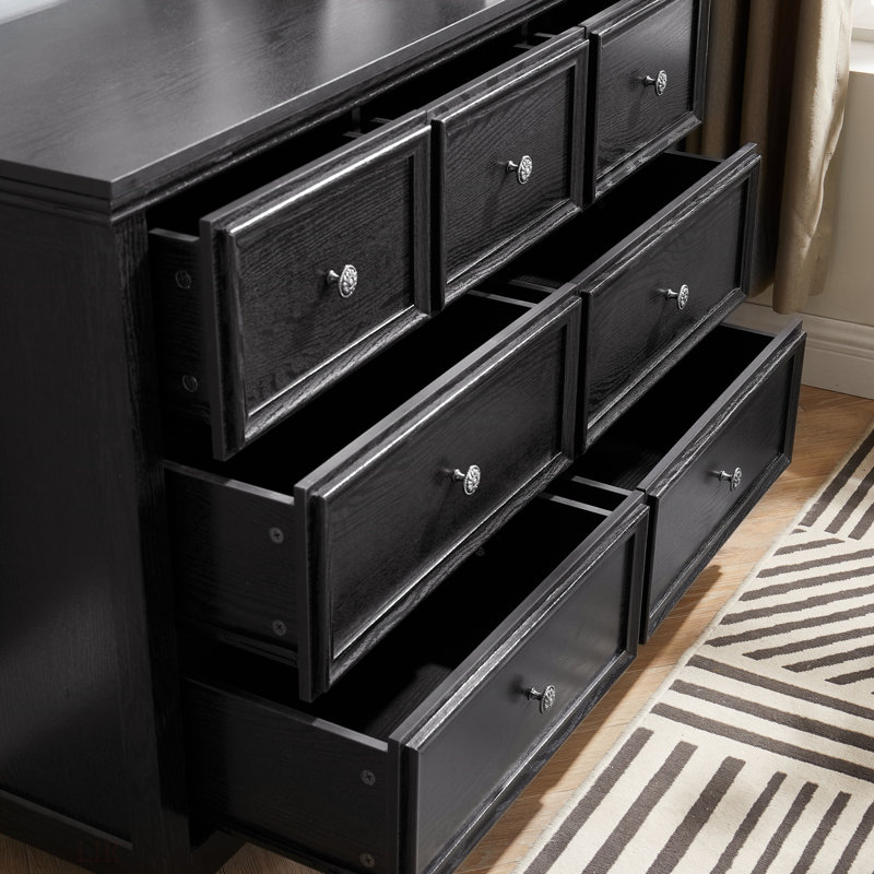 Commode 7 tiroirs Grita, Noir, noir, noir, noir