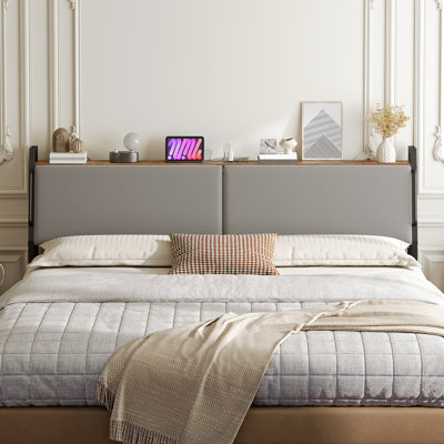 Tête de lit tapissier avec rangement et station de charge Luvender H 43,3 po