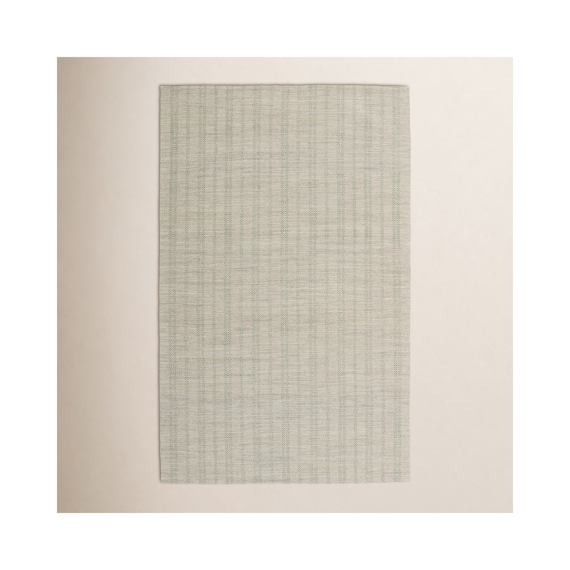 Ginevra Handmade Striped  Area Rug , Light Gray/Light Green, Rectangle 6' x 9'