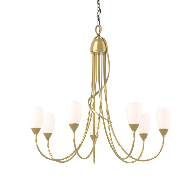 Flora 7 - Light Shaded Classic/Traditional Chandelier, Modern Brass
