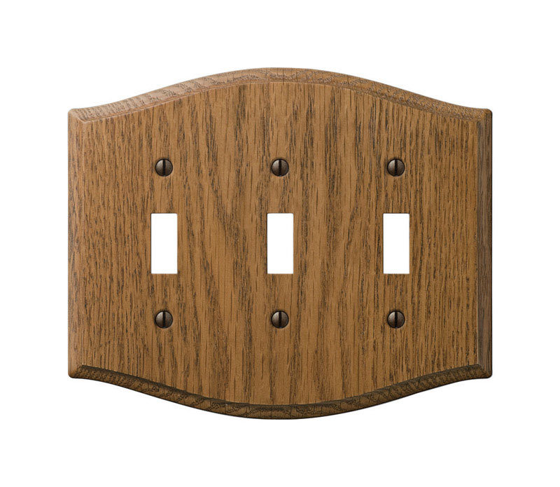 Medium Oak 3-Gang Toggle Wall Plate