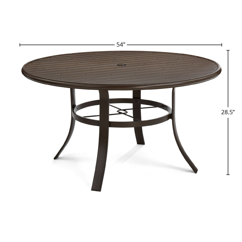 Aluminum Dining Table, Brown, 28.5" H x 54" W x 54" D