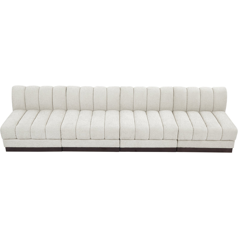 Quinn 128" Upholstered Sofa, Cream Chenille Fabric